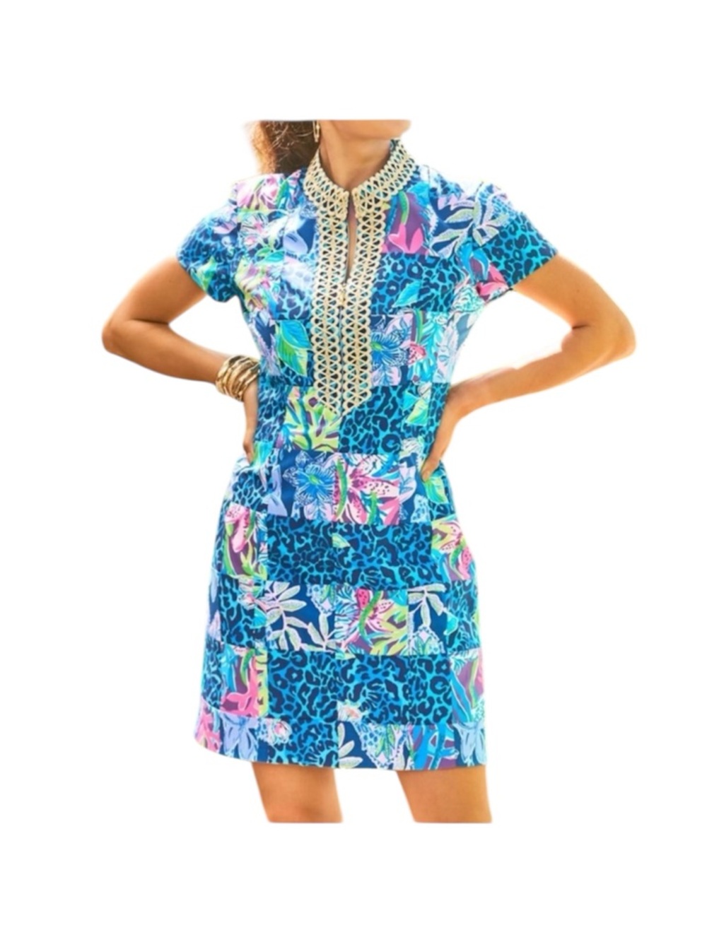 NWOT Lilly Pulitzer Size 10 Andrea Stretch Shift Dress Pink Blue